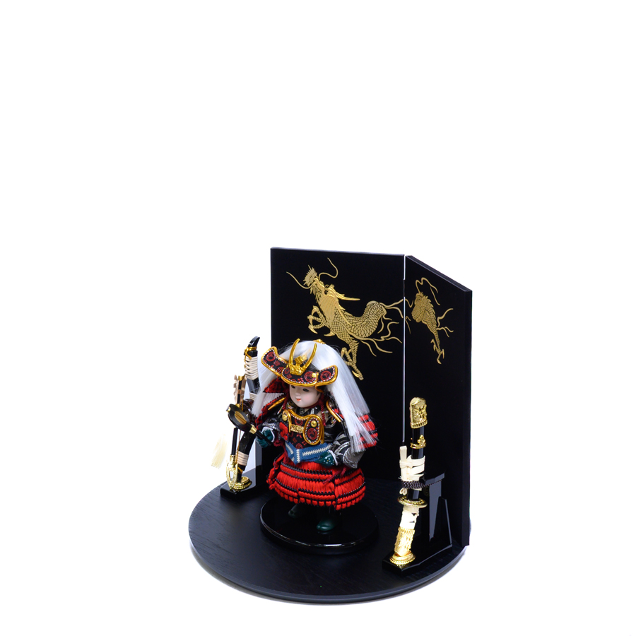 甲州印伝武田信玄稚児大将(炎) 金龍飾りセット2写真