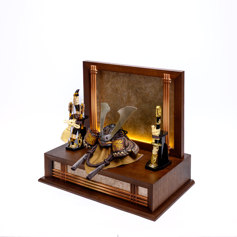 LED照明付き濃茶威6号大鍬型兜brown beatセット2写真