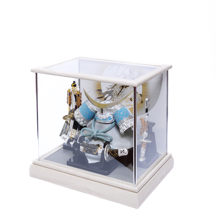 甲州印伝水色富士山柄伊達兜銀龍ケースセット2写真