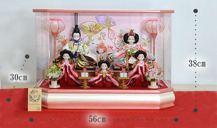 プリンセスひな人形　ホワイトピンク六角５人　ケースセット2写真