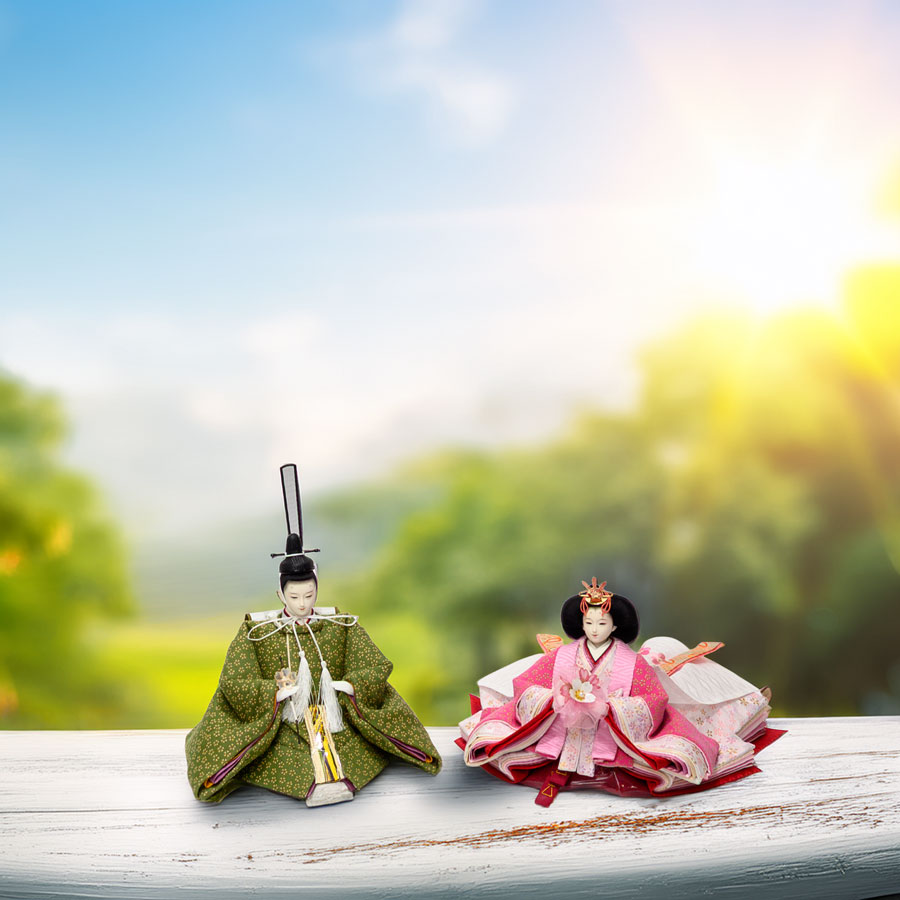 甲州印伝若草・牡丹小桜柄小三五親王kokoroひな4写真