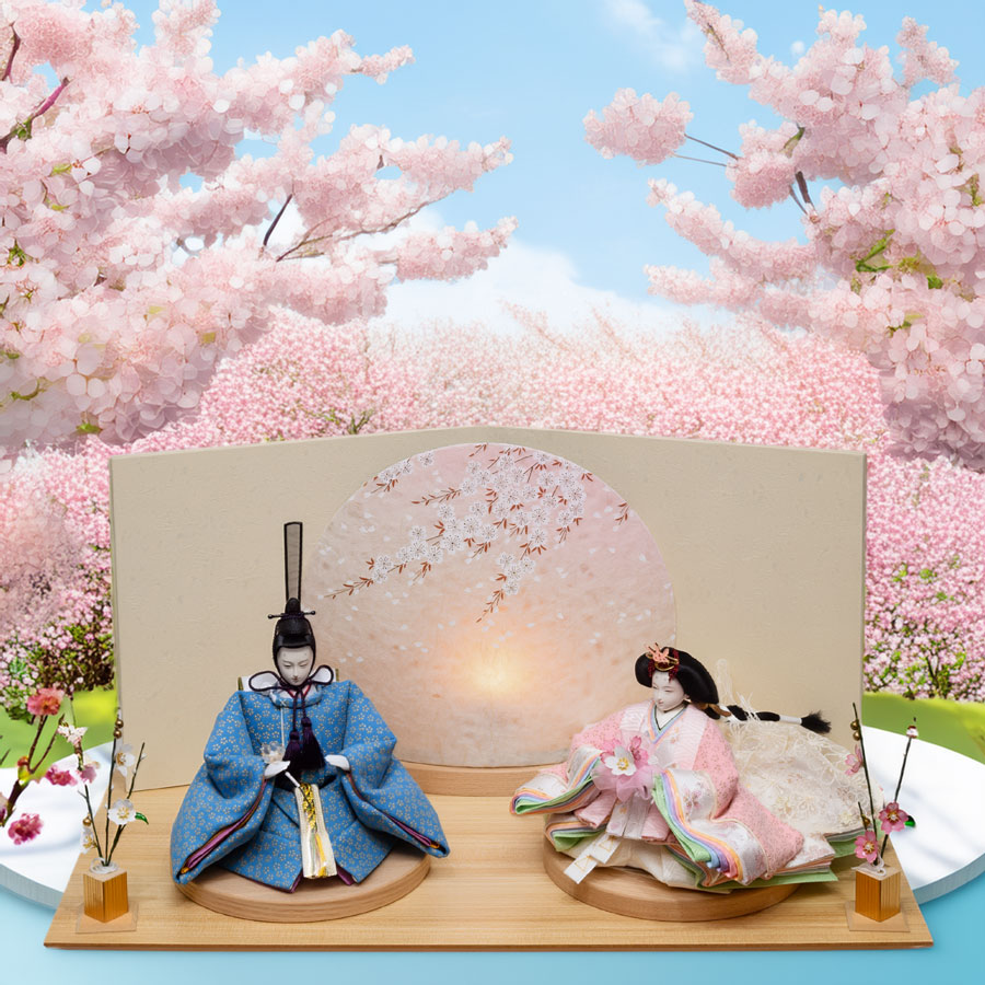 甲州印伝水色・和桃小三五親王和紙桜sizuku親王飾りセット4写真