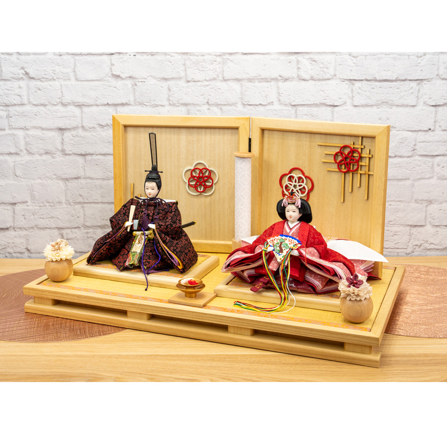 甲州印伝雛人形 小桜菖蒲柄親王　和楽梅親王飾りセット2写真