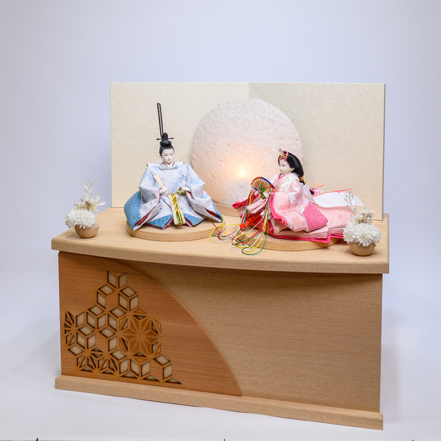 甲州印伝小桜柄切替衣装青・桃shizuku収納飾りセット2写真