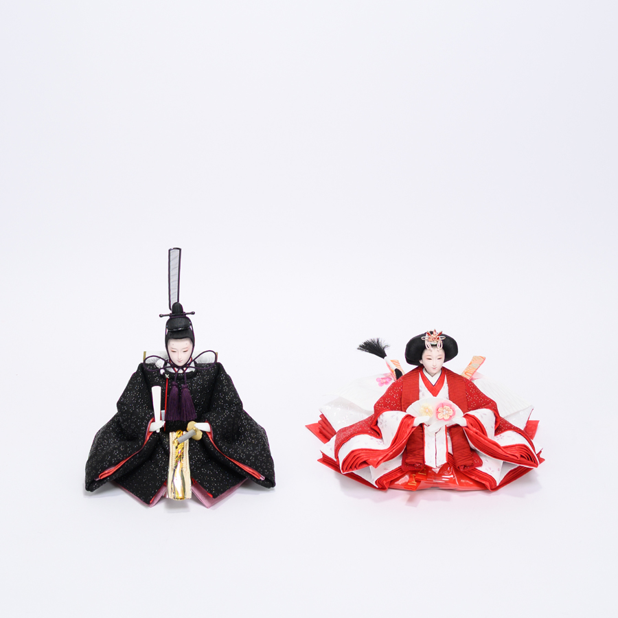 甲州印伝小桜柄黒赤親王煌彩LED照明屏風親王飾りセット4写真