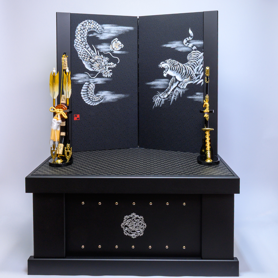 甲州印伝富士山柄金巻龍着用兜龍虎収納セット3写真