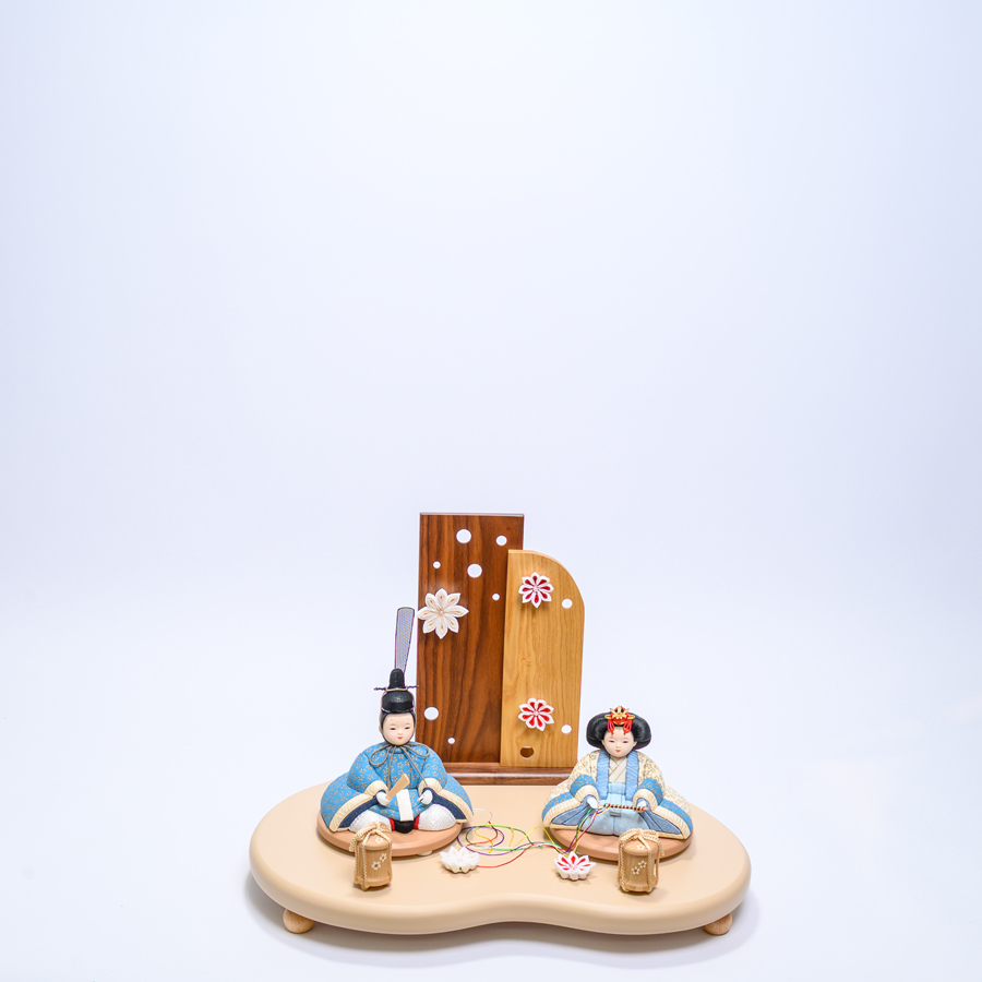 甲州印伝白・水色小桜柄　若菜雛　ピッコロセット