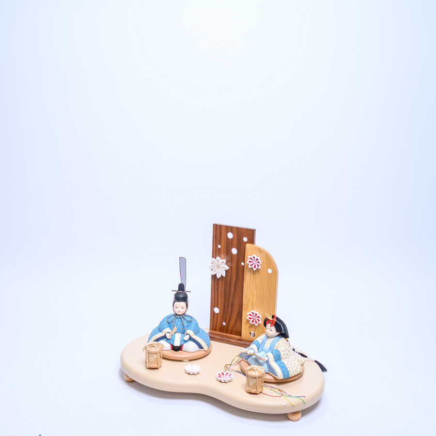 甲州印伝白・水色小桜柄　若菜雛　ピッコロセット2写真