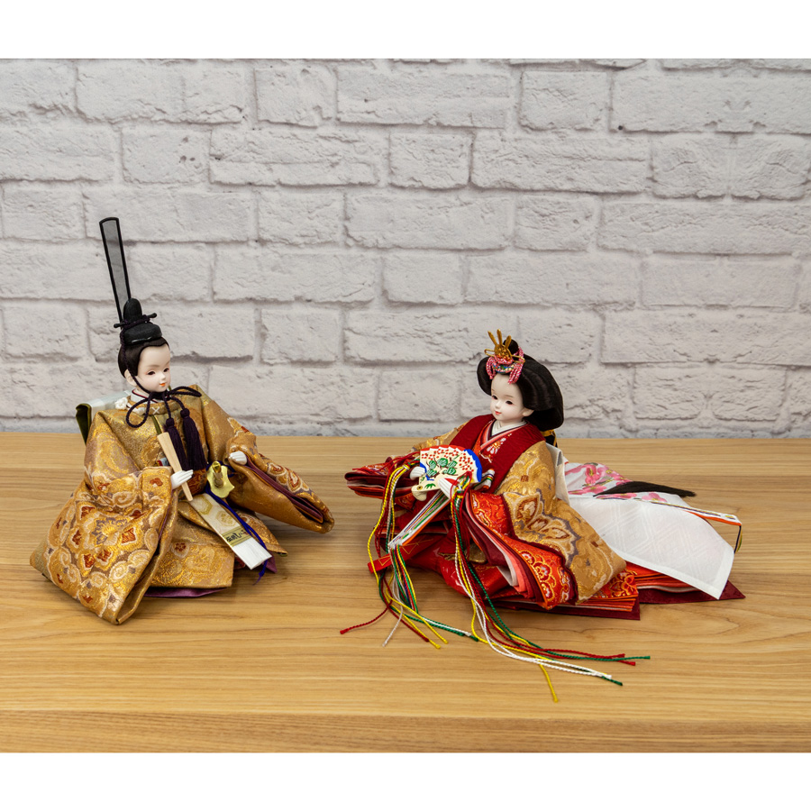 プリンセス雛人形袋帯　六通柄　正絹金糸華紋様織り出し袋帯親王飾りセット（金）4写真