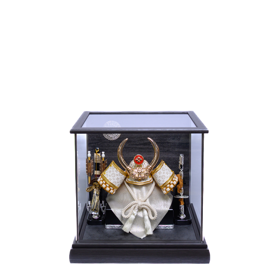 白甲州印伝富士山柄8号白武田信玄兜炎峰ケース飾り1写真