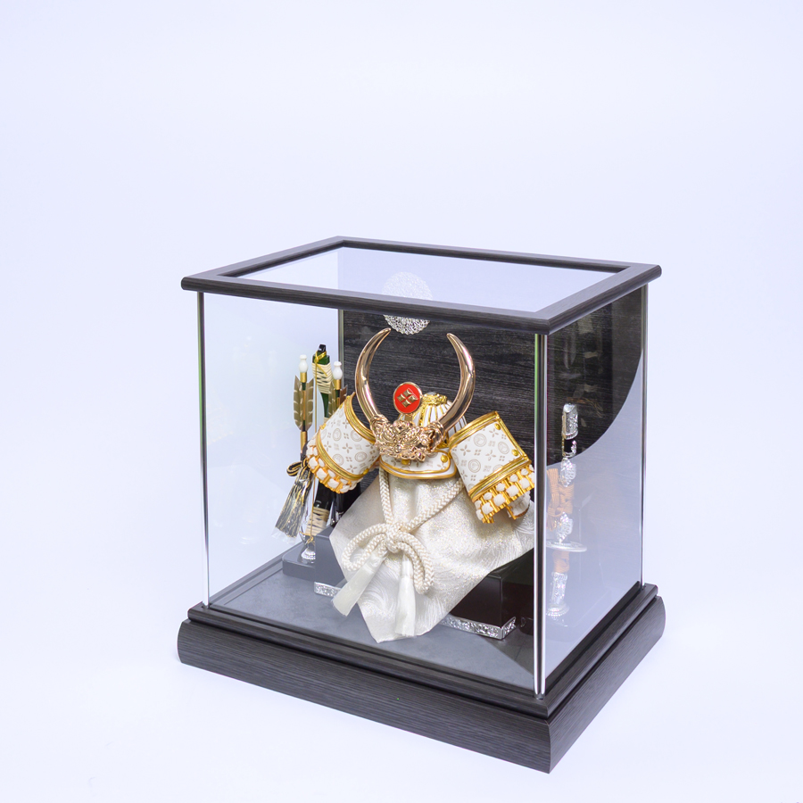 白甲州印伝富士山柄8号白武田信玄兜炎峰ケース飾り2写真