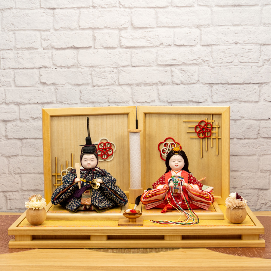 甲州印伝雛人形 小桜柄寿親王　和楽梅親王飾りセット1写真