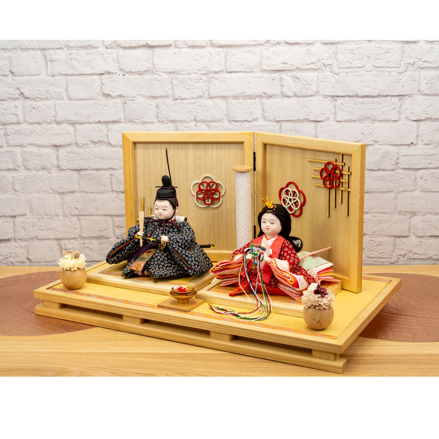 甲州印伝雛人形 小桜柄寿親王　和楽梅親王飾りセット2写真