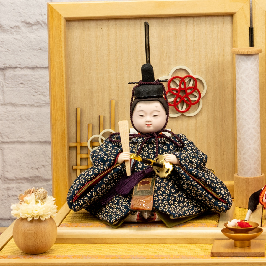 甲州印伝雛人形 小桜柄寿親王　和楽梅親王飾りセット3写真