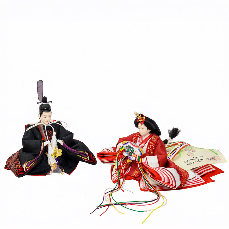 人形の久月製 × 翠童人形オリジナル特注品 ノワールージュ甲州印伝寄せ小紋柄・正絹衣装収納飾り3写真