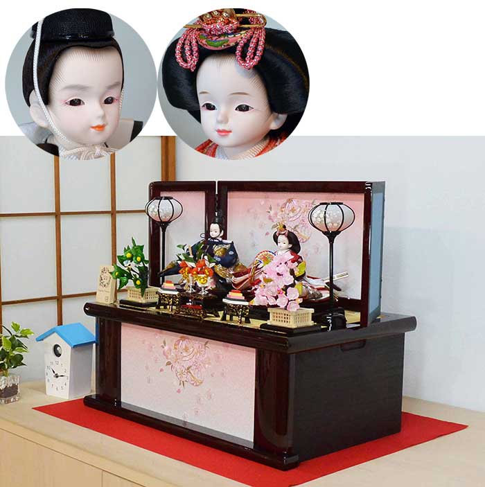 プリンセス雛人形　さくらにマリ桜刺繍収納箱セット