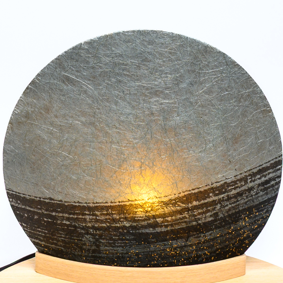 甲州印伝小桜柄・黒赤　若菜雛和紙LED照明円形台ピッコロセットsakurasakura3写真