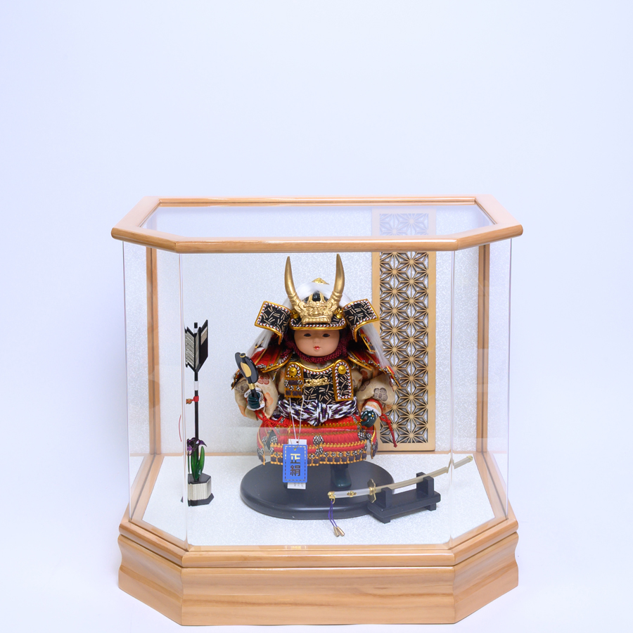 甲州印伝武田信玄稚児大将　麻の葉アクリルケース飾り