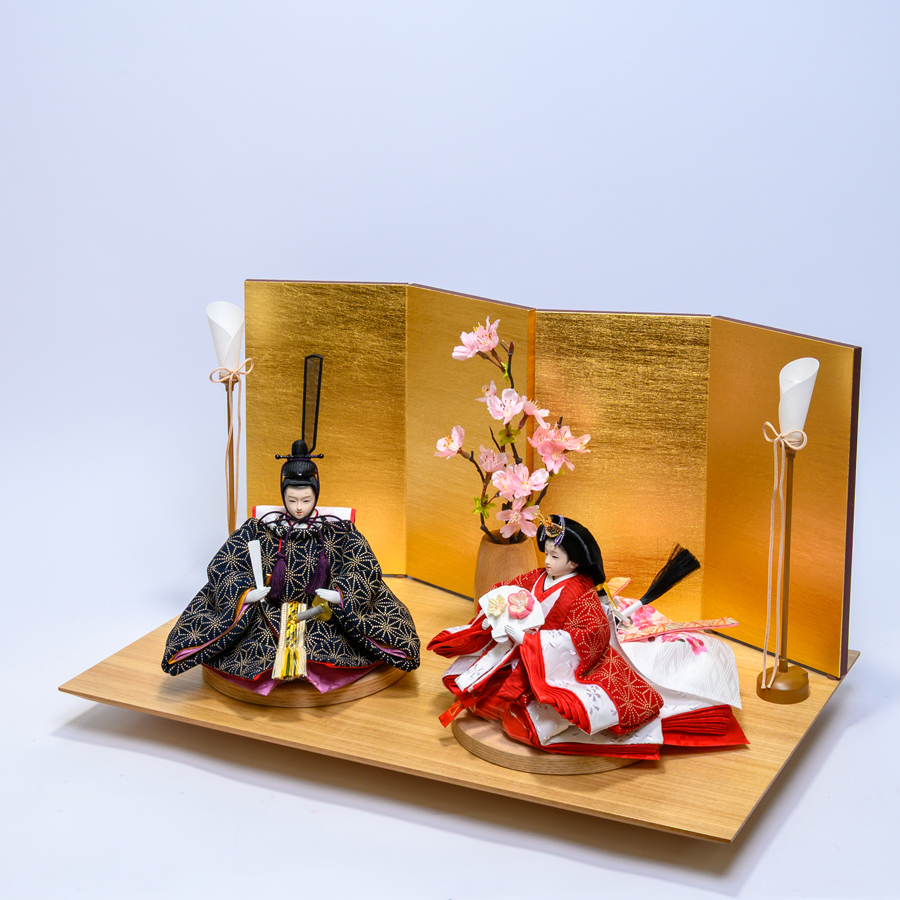 甲州印伝麻の葉柄pikkoroシリーズ　印伝親王飾りセット2写真