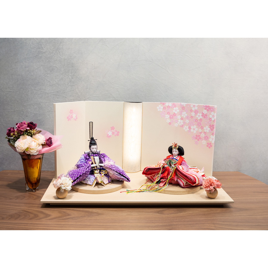 幸せかすみ桜　有松絞り衣装親王飾りセット1写真