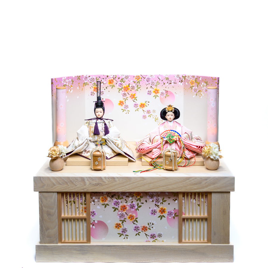 natural格子枠収納金彩刺繍衣装こはる収納飾りセット