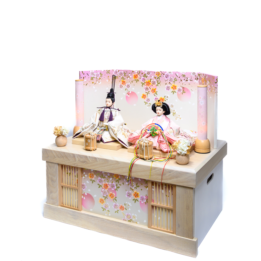 natural格子枠収納金彩刺繍衣装こはる収納飾りセット2写真