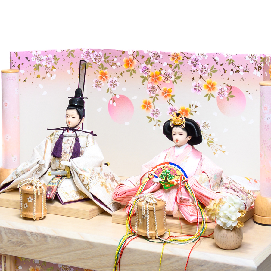 natural格子枠収納金彩刺繍衣装こはる収納飾りセット3写真