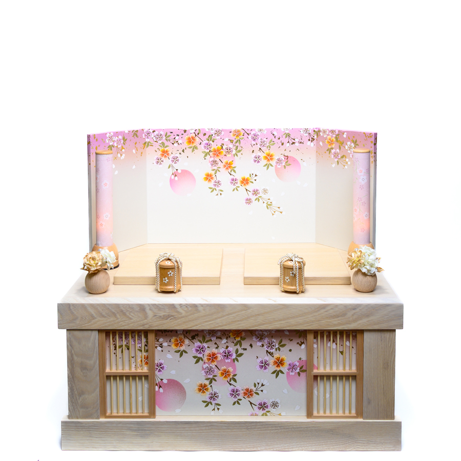 natural格子枠収納金彩刺繍衣装こはる収納飾りセット4写真