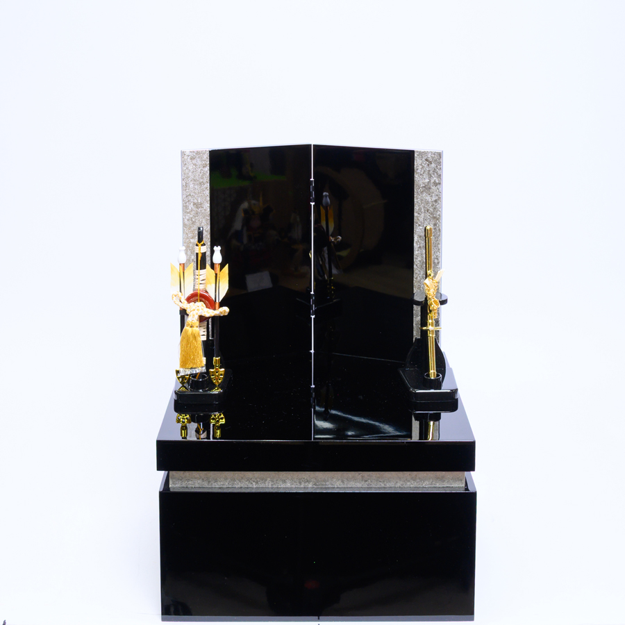 甲州印伝水色蜻蛉柄4号武田信玄兜翠空飾り収納セット3写真