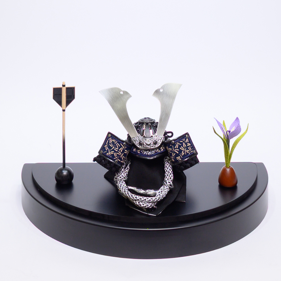 甲州印伝蜻蛉柄6号鉄紺出世兜半円ケース黒2写真