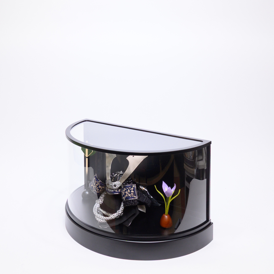 甲州印伝蜻蛉柄6号鉄紺出世兜半円ケース黒3写真