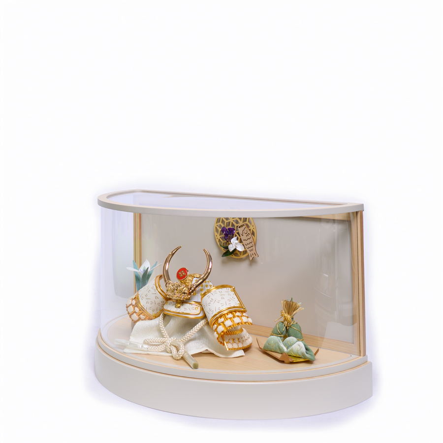 白甲州印伝蜻蛉柄5号武田信玄兜半円アクリルケース　五月晴れ2写真