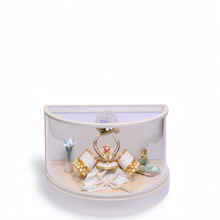 白甲州印伝蜻蛉柄5号武田信玄兜半円アクリルケース　五月晴れ4写真