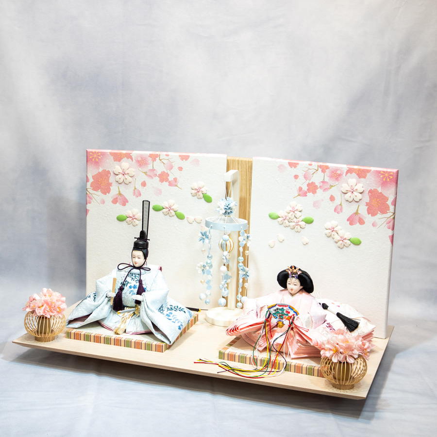 ぴっころシリーズ優雅桜押し絵刺繍パステル小三五親王飾りセット2写真
