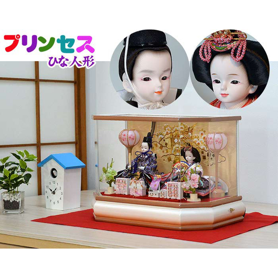 プリンセスひな人形　六角ゴールド桜雛　ケースセット1写真