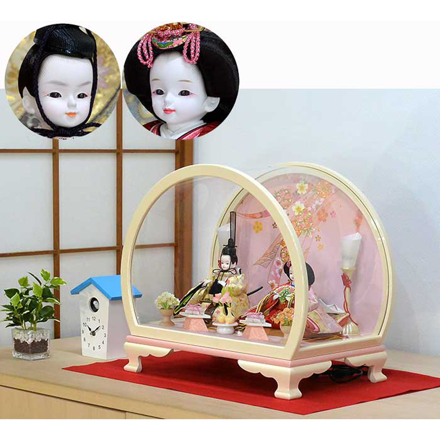 プリンセス雛人形 丸型ケースアイボリー3写真