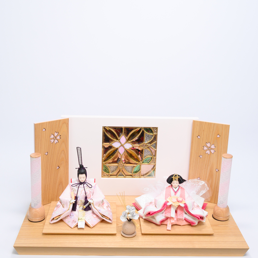 ピッコロシリーズ　ステンドグラス　さくらさくら親王飾りセット