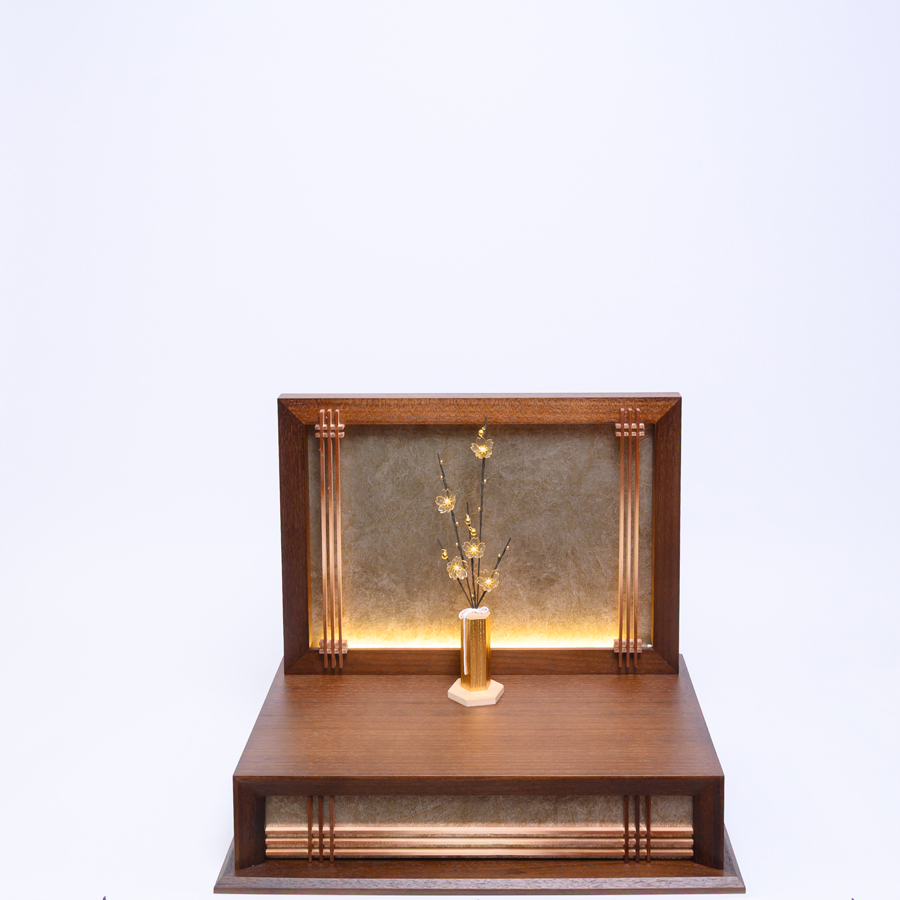 甲州印伝小桜柄木目込み立雛春日雛 モダンLED照明付き飾り3写真