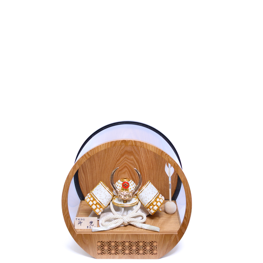 白甲州印伝蜻蛉柄5号武田信玄兜円形アクリルケースセットhuu