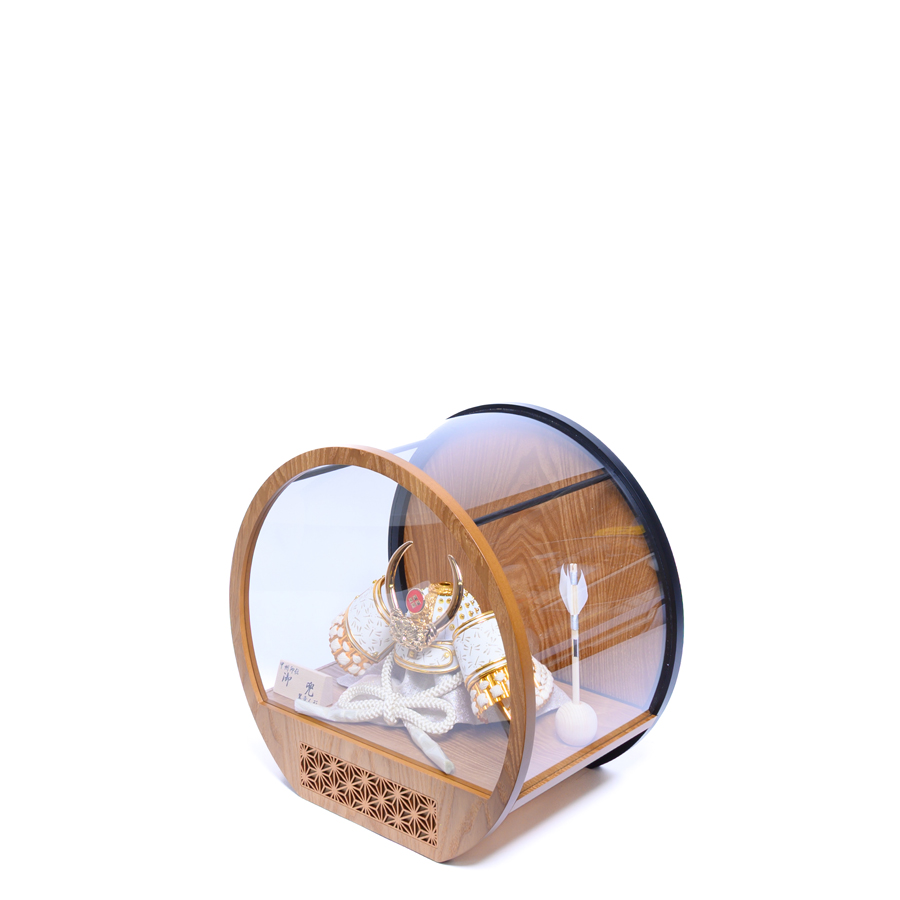 白甲州印伝蜻蛉柄5号武田信玄兜円形アクリルケースセットhuu2写真