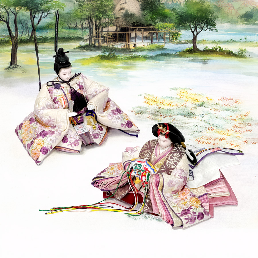 限定品！京刺繍衣装雛わすみ収納飾セット4写真