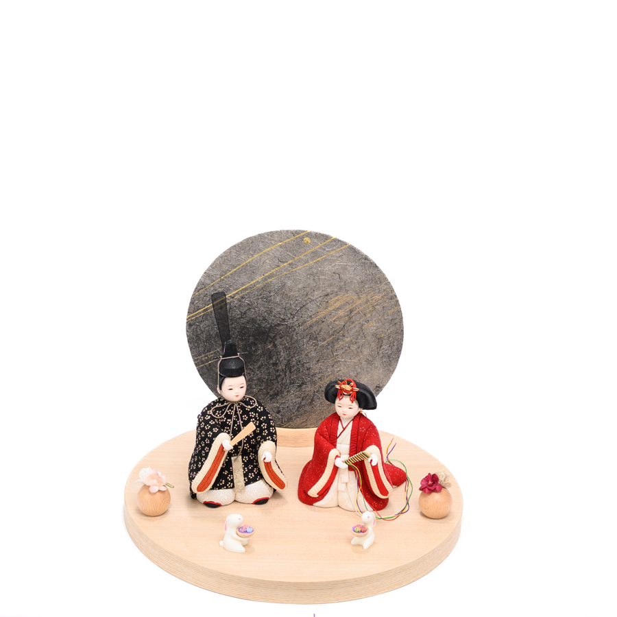 甲州印伝小桜柄 木目込み立雛 春日雛和音飾りセット2写真