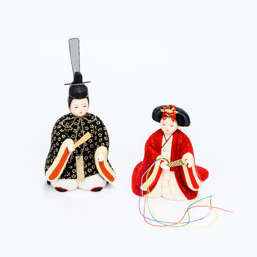 甲州印伝小桜柄 木目込み立雛 春日雛和音飾りセット3写真