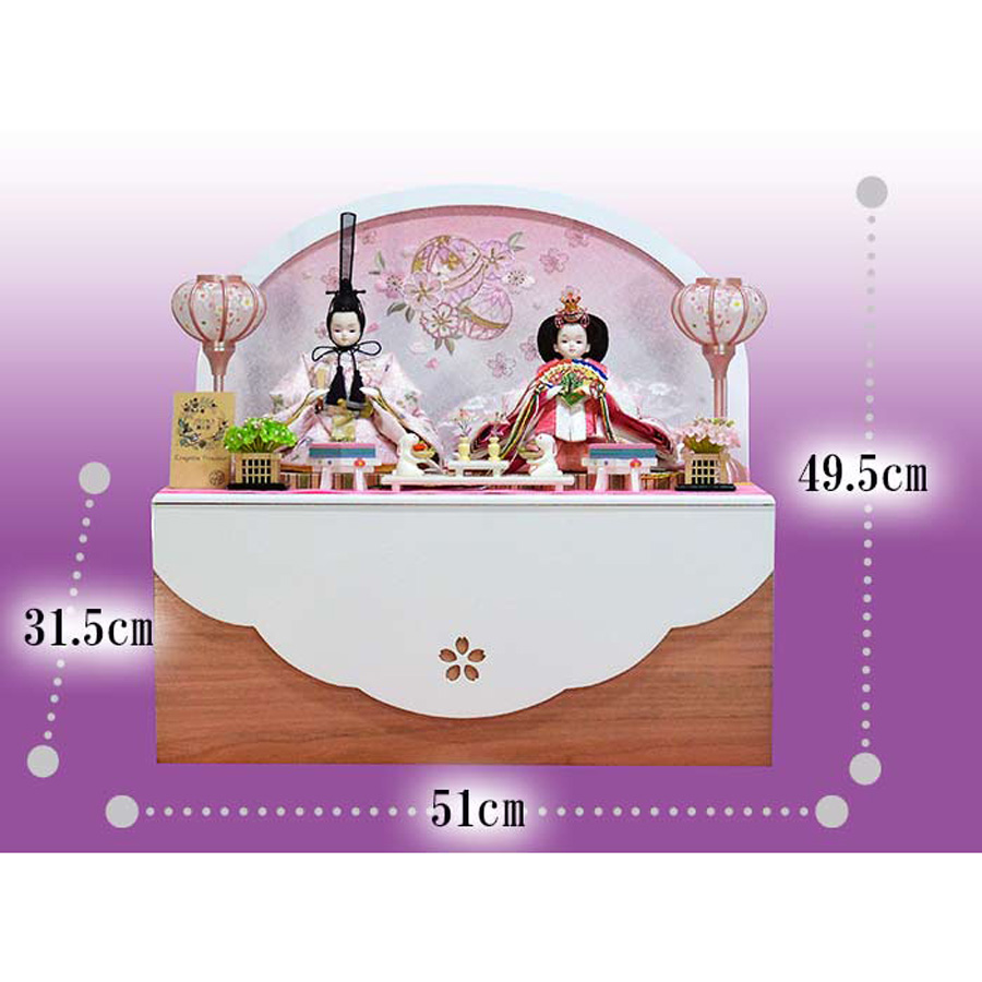 プリンセスひな人形　ピンク刺繍 花雛　収納セット2写真