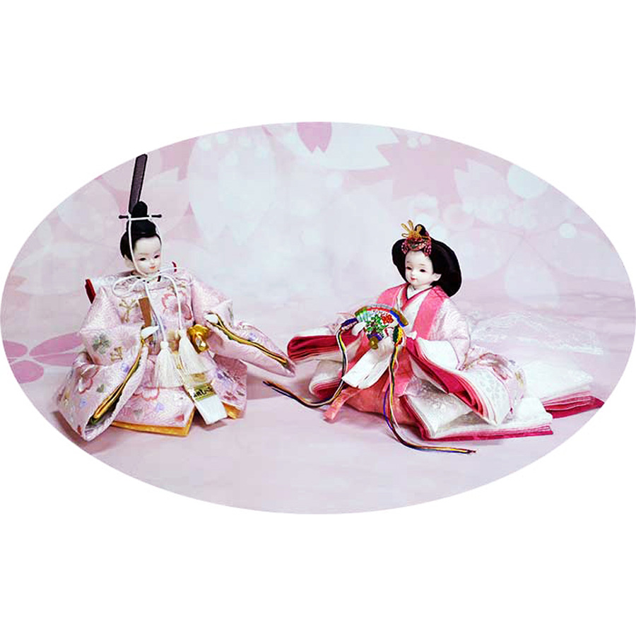 プリンセスひな人形　ピンク刺繍 花雛　収納セット3写真