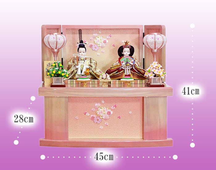 プリンセス雛人形　桐製ピンク収納箱セット2写真