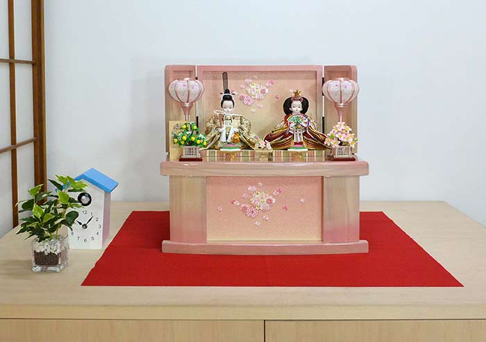 プリンセス雛人形　桐製ピンク収納箱セット4写真