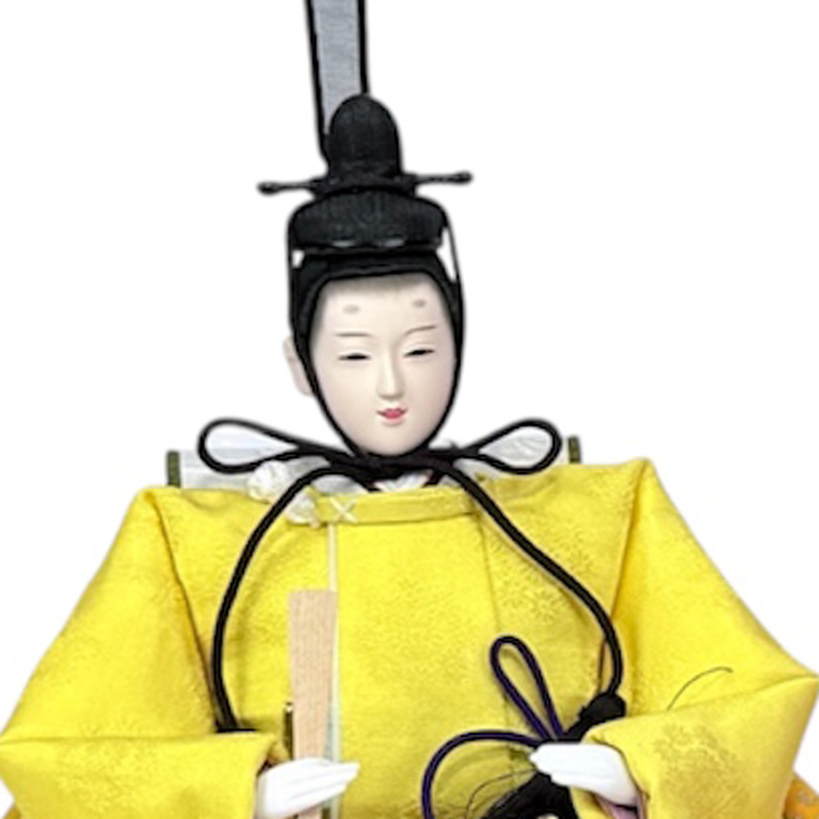 甲州印伝小桜柄・草木染め切替衣装　桃花印伝親王飾りセット3写真