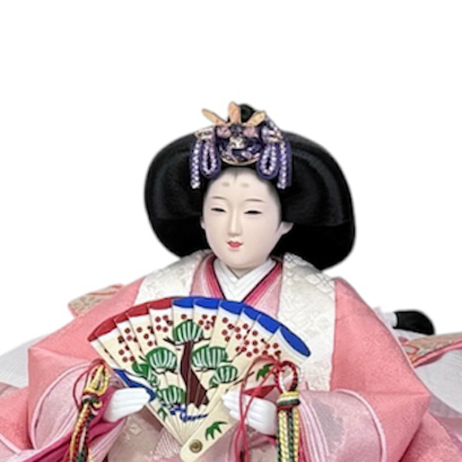 甲州印伝小桜柄・草木染め切替衣装　桃花印伝親王飾りセット4写真