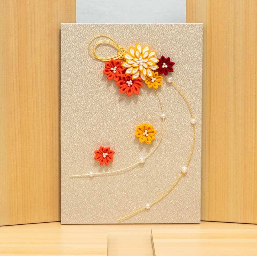 花と扇 hanamidori hina 65cm摘み水引かざりセット3写真